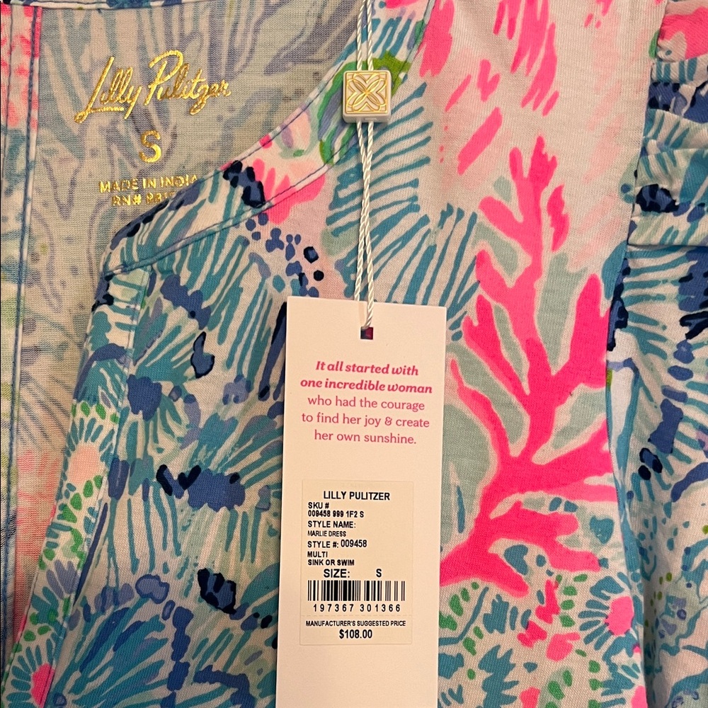Lilly Pulitzer Coral Reef Print Shift Dress - Blue, Pink, Green - Picture 2 of 4